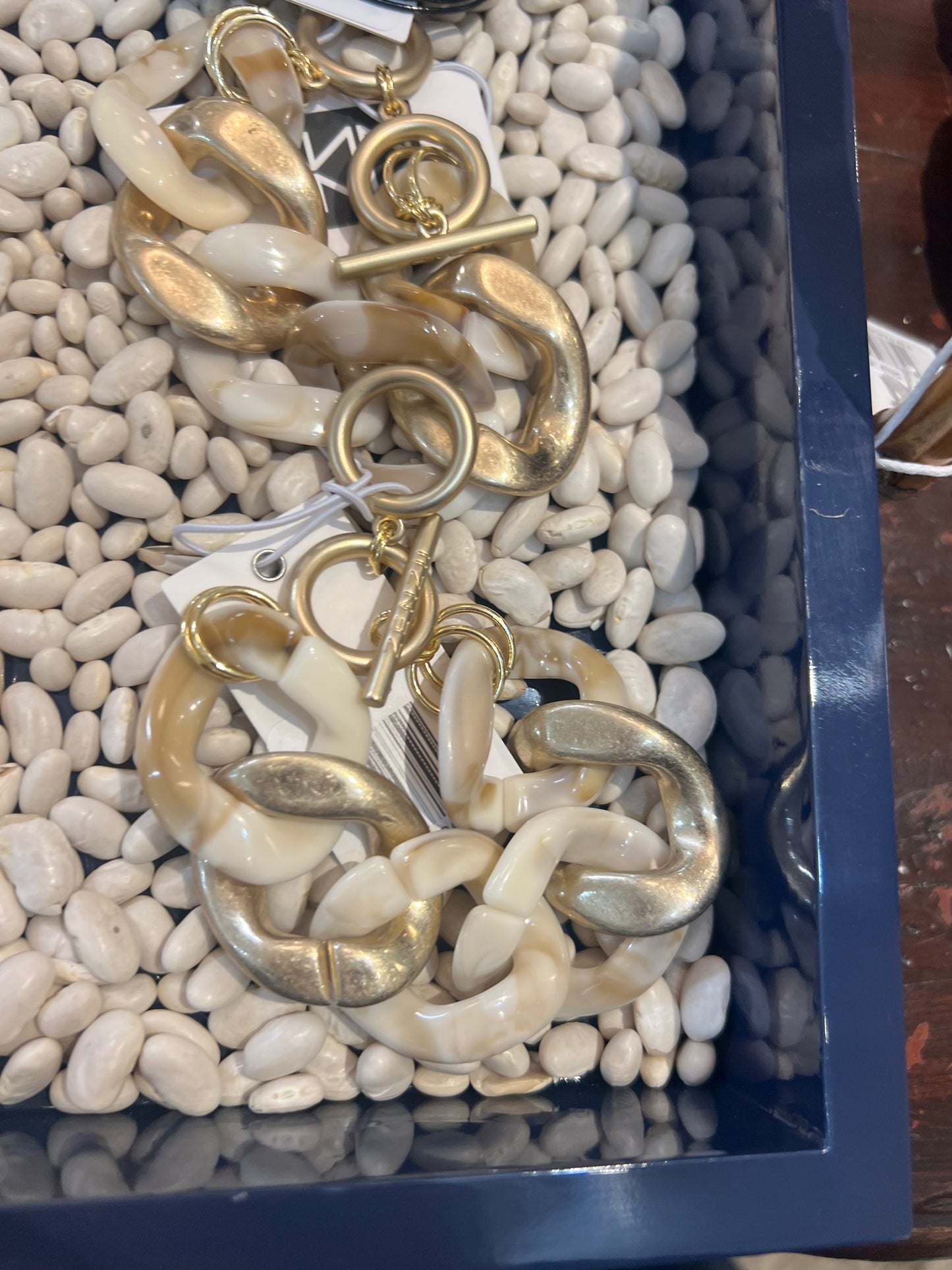 Zenzii Gabriella chunky marbled chain bracelet beige