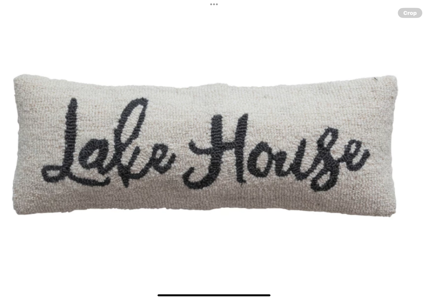 Lake House Wool & Cotton Punch Hook Lumbar Pillow, Cream & Charcoal Color