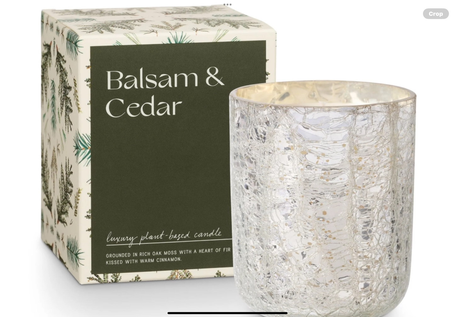Illume Balsam and Cedar Small Boxed Crackle Glass Candle