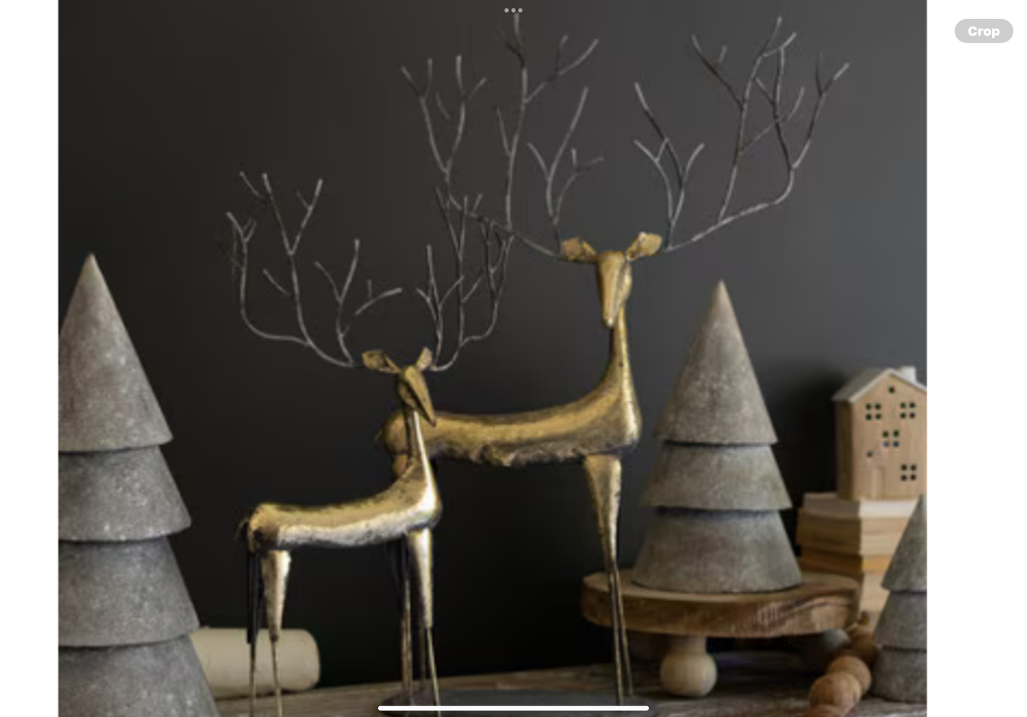 Set of 2 Antique Gold Metal Deer