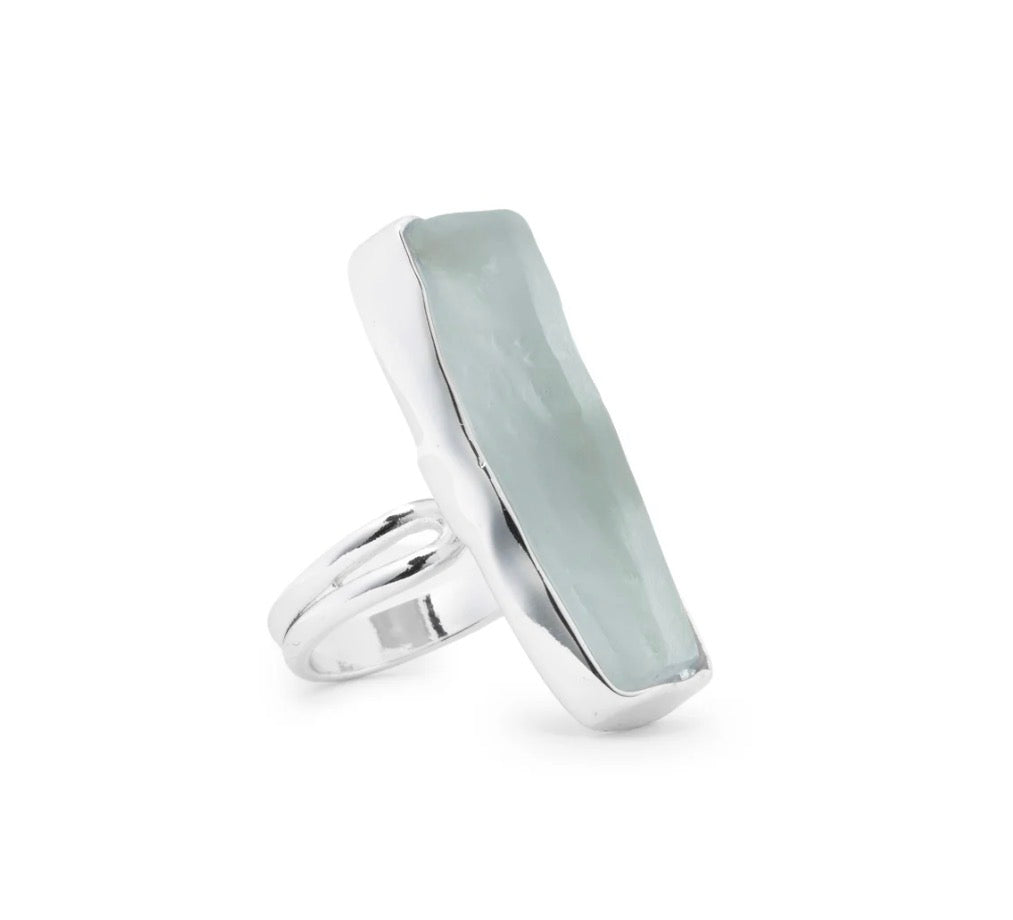 Leslie Curtis Roxi Ring- Silver Ring with Blue Stone