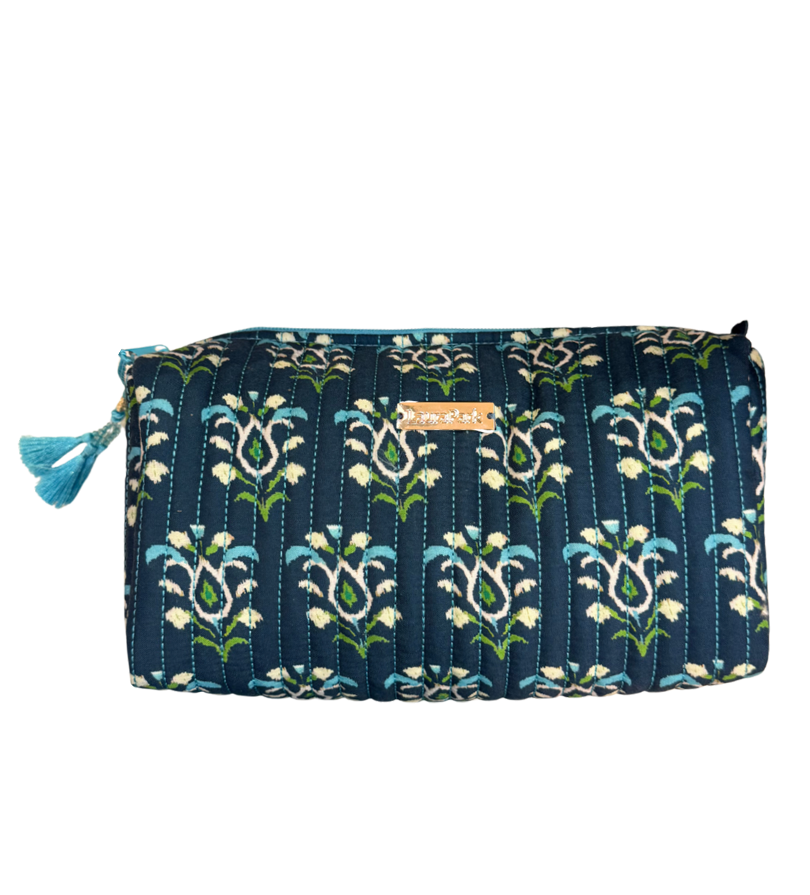 Rosemary Indigo Signature Large Cosmetic Bag: Large