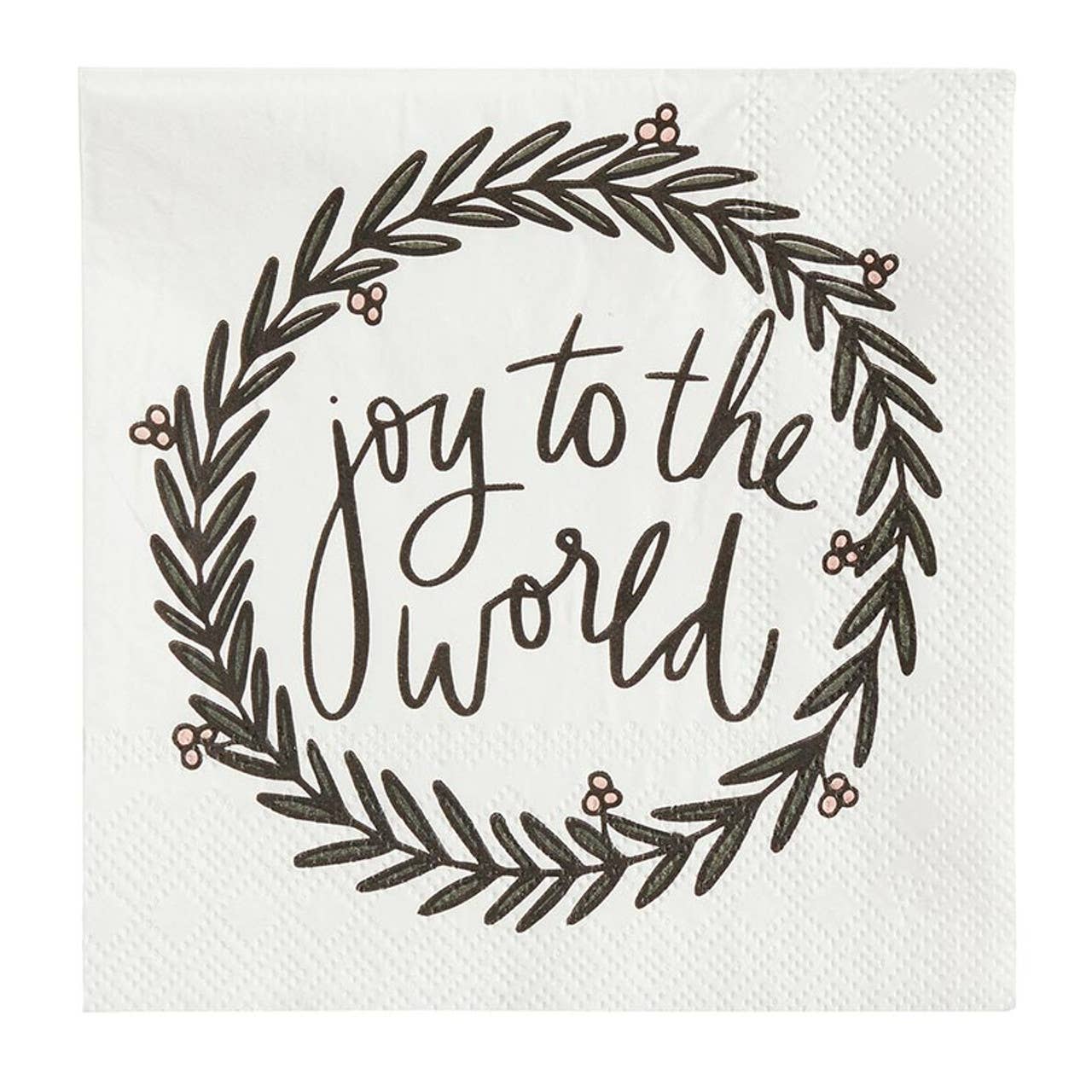 Ceramic Napkin Tray + Napkins - Joy To The World: Ceramic, Paper, Cotton Twill Ribbon