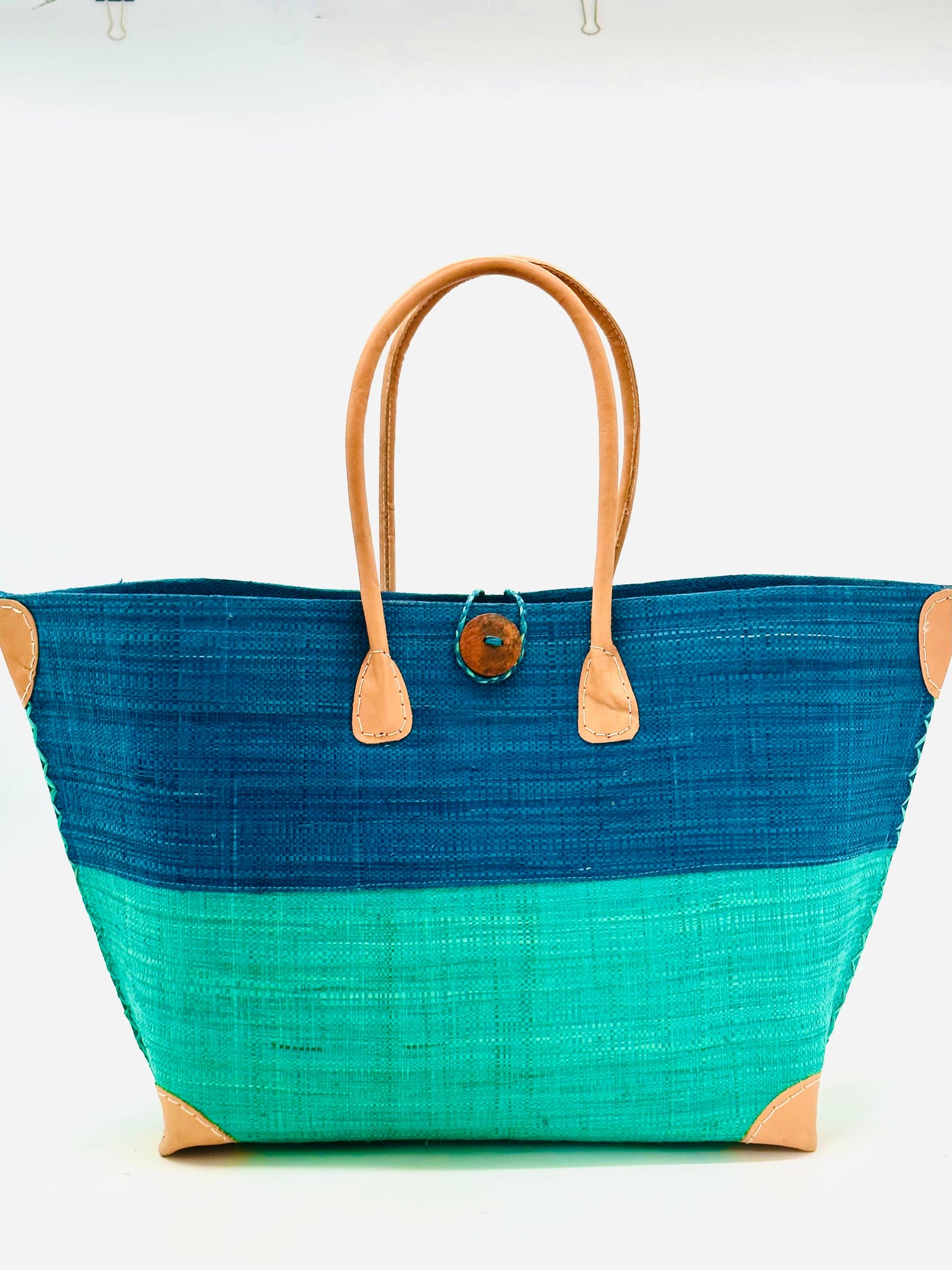 Monterey Two Tone Straw Tote Bag: Grey