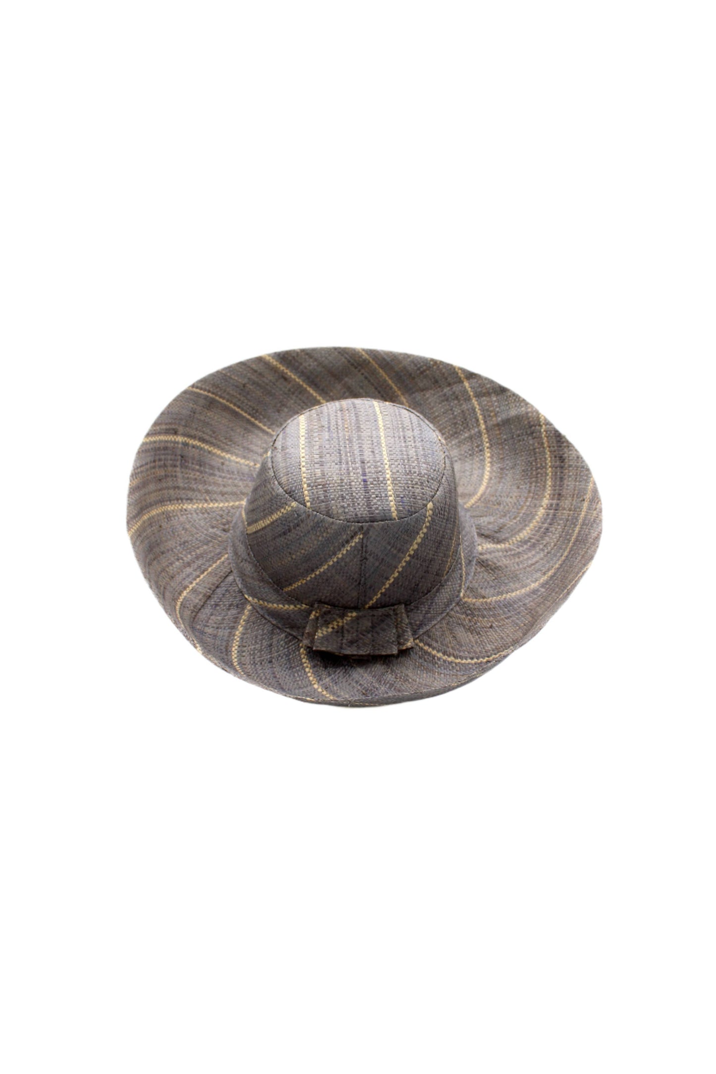 5" & 7" Wide Brim Pinstripe Packable Straw Sun Hats: Black Pinstripes / 5" Brim