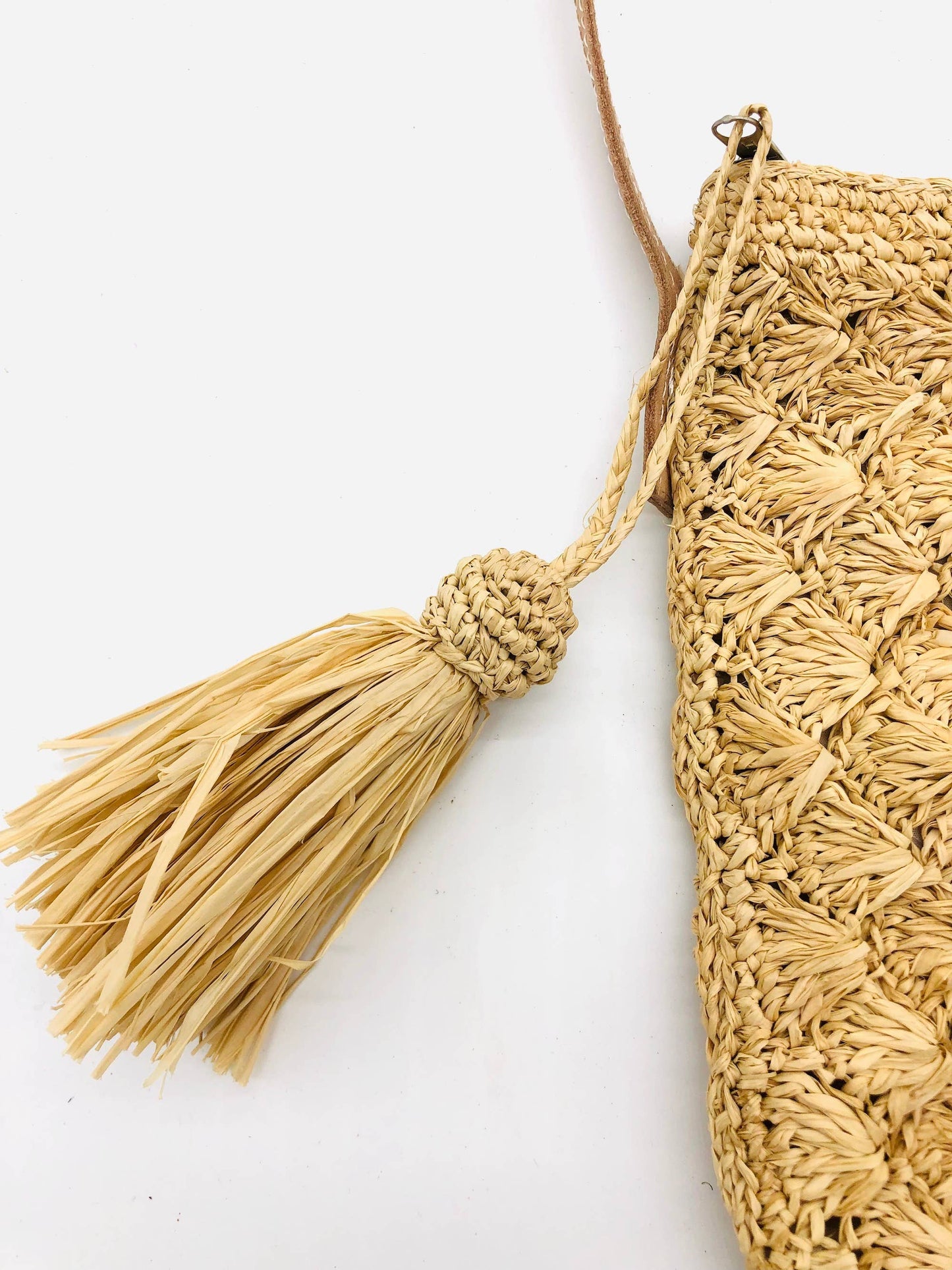 ZaZa Flower Crochet Straw Crossbody Bag with Tassel