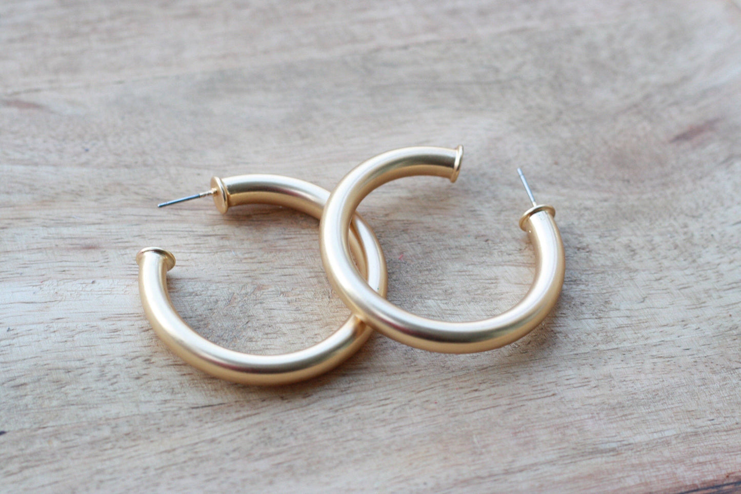 Brushed Gold Everyday Hoop Earrings