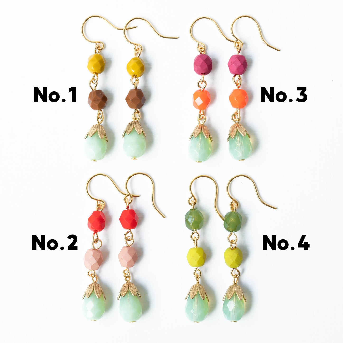 Colorful Beaded Earrings, beaded statement earrings: No.2