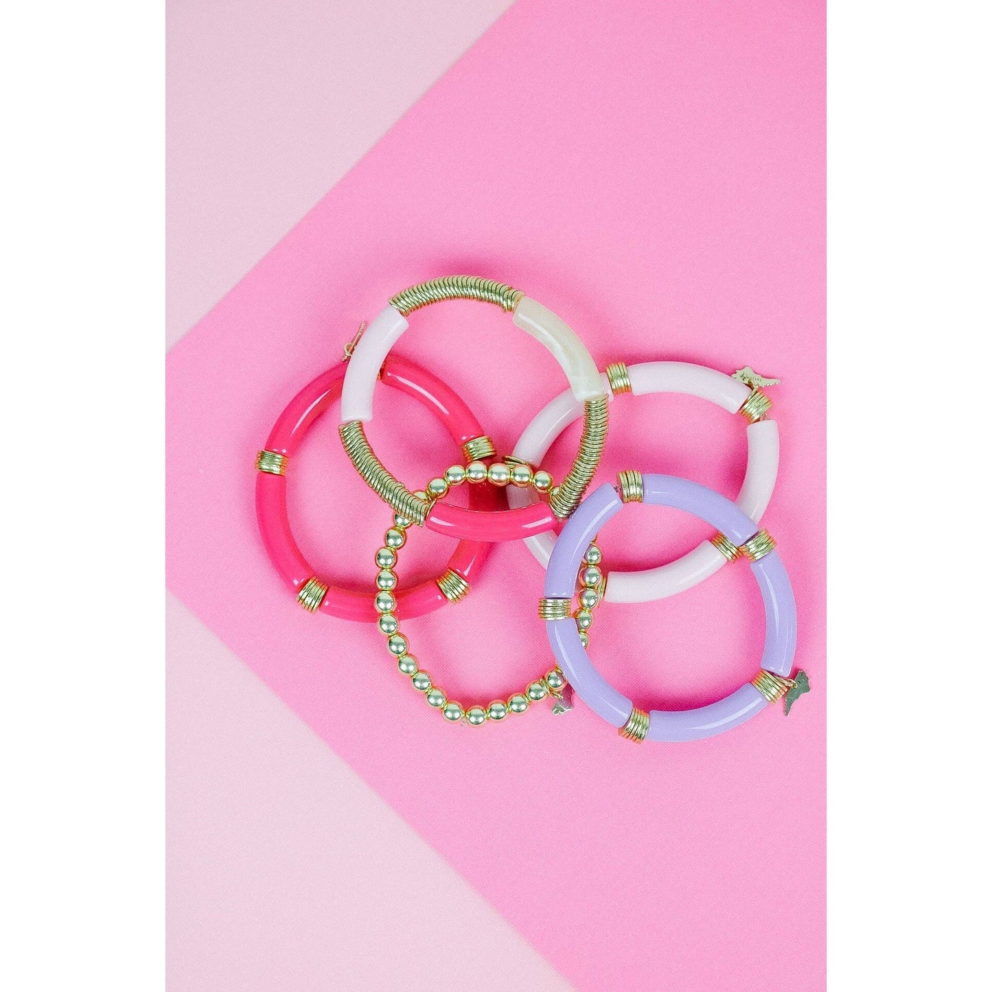 Acrylic Bamboo Stretch Bracelet: Digital Lavender