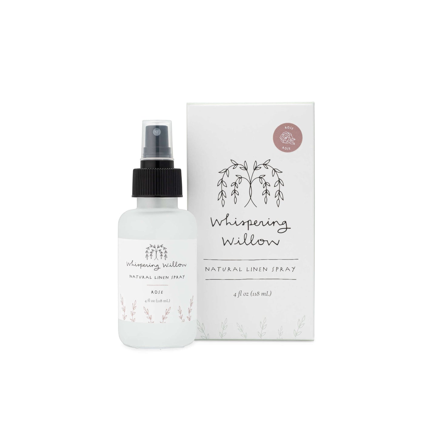 Whispering Willow Rose Linen Spray - 4oz Glass Bottle