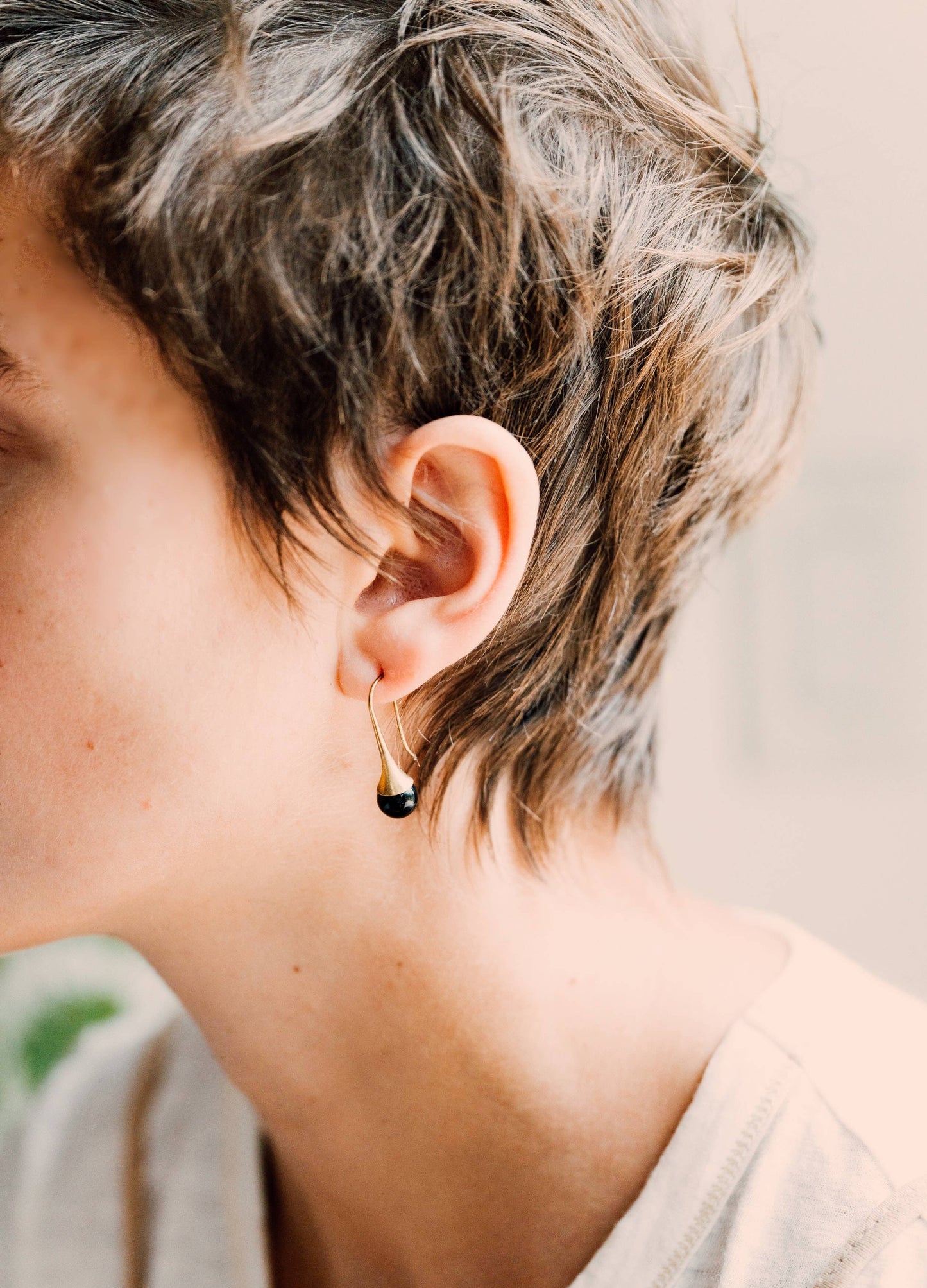 Gemstone Teardrop Earrings: Green Agate