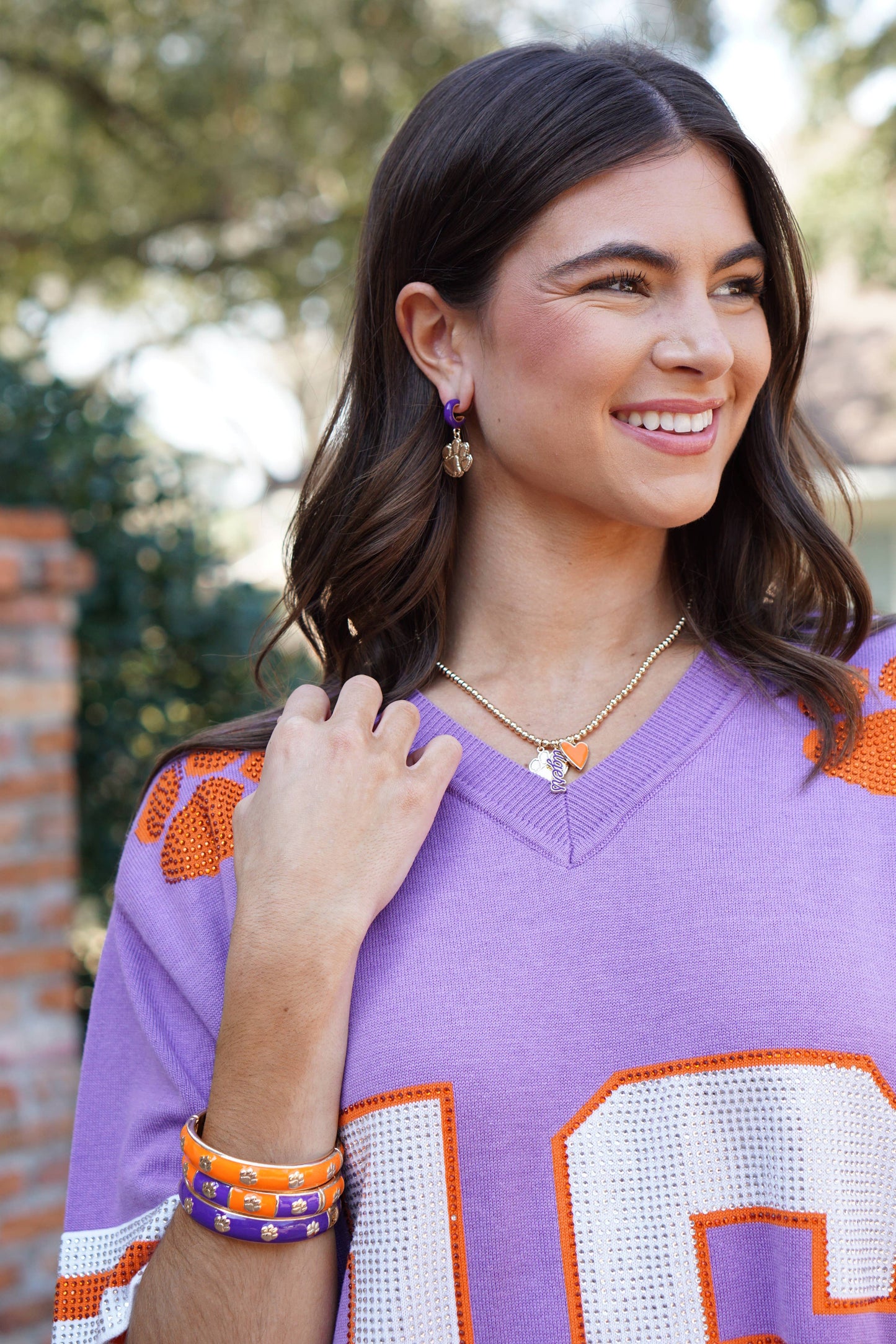 Clemson Tigers Sculpted Enamel Checkered Hinge Bangle: Orange