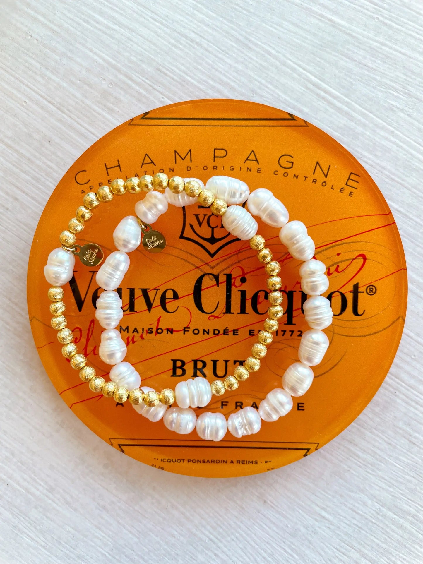 Cola Stacks Alice Bracelet: Gold & Pearl