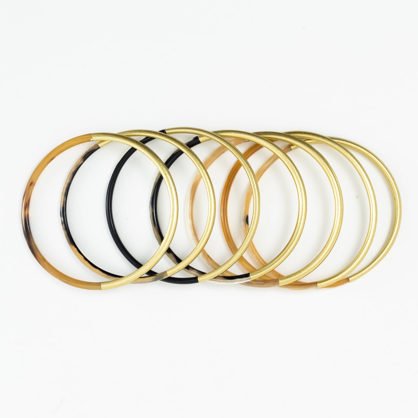Shiny Gold And Dark Horn Bangle Each