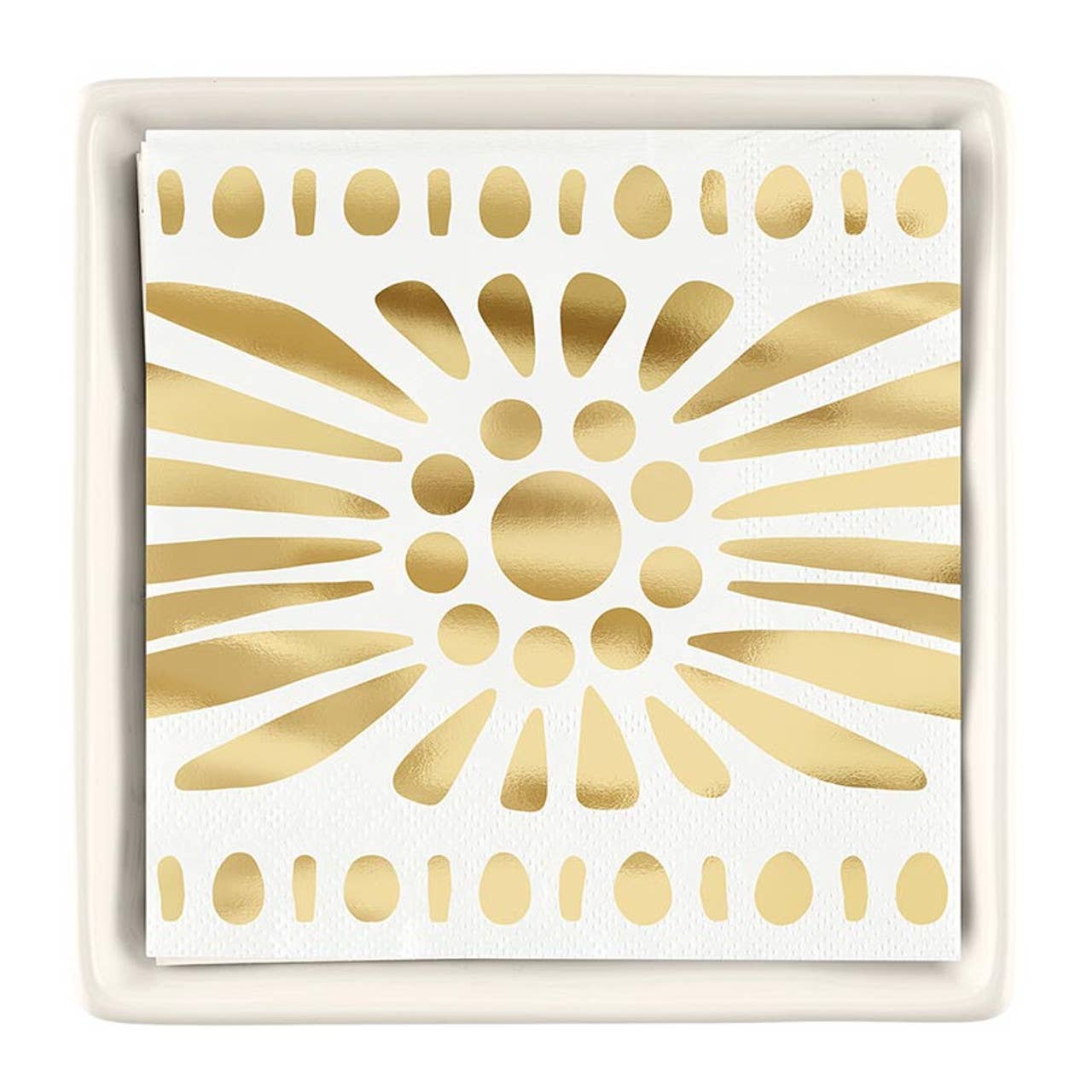 Ceramic Napkin Tray + Napkins - Moroccan Border: Material