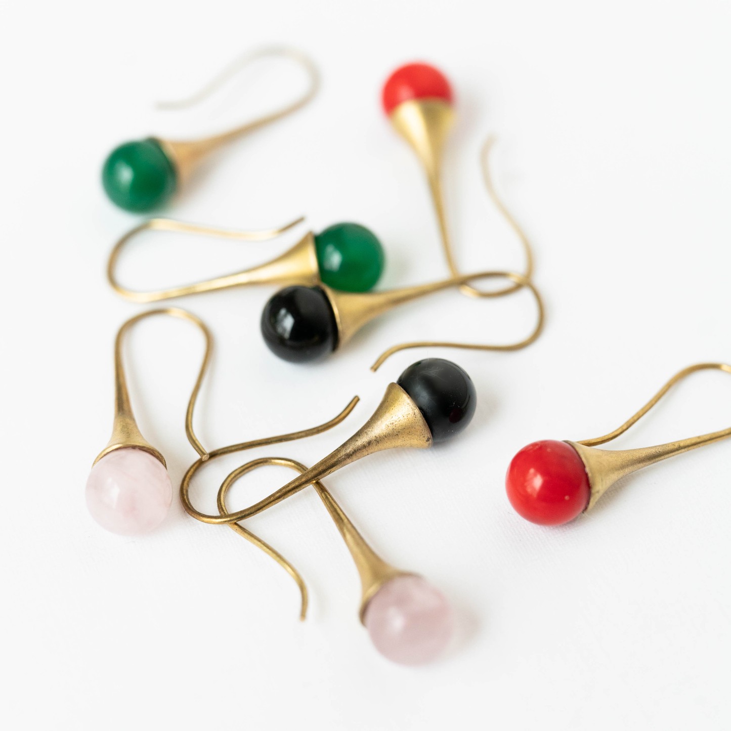 Gemstone Teardrop Earrings: Green Agate