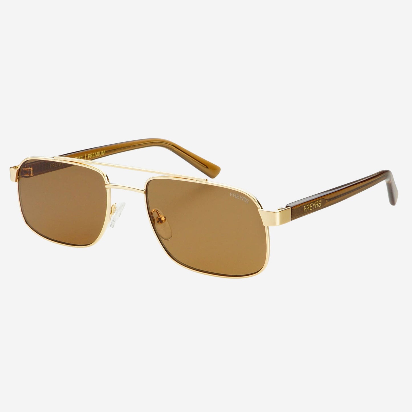 Freyrs Vesper Unisex Aviator Sunglasses : Gold / Solid Brown