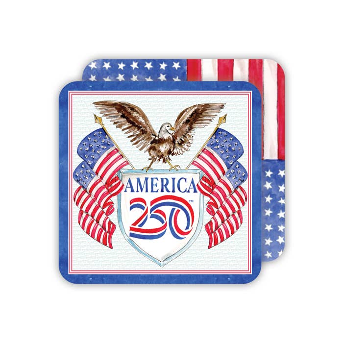 America 250 Logo with Bald Eagle Die-Cut Coaster