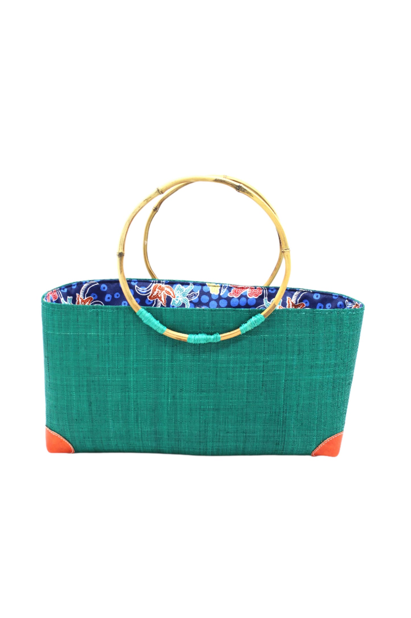 Bebe Straw Handbag with Bamboo Handles: Saffron