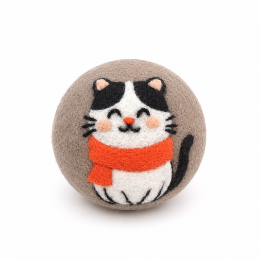 Cats: Eco Wool Dryer Balls Fair Trade: Cat w/Scarf