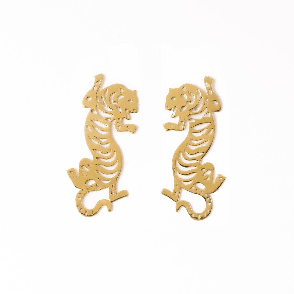 Bianca Tiger Drop Earrings Brass Wholesale