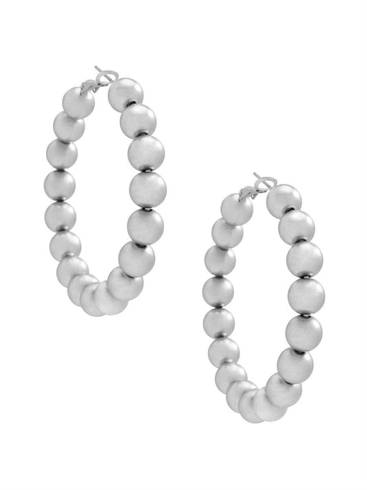 Large Chunky Metal Beaded Hoop Earring: MS[D]