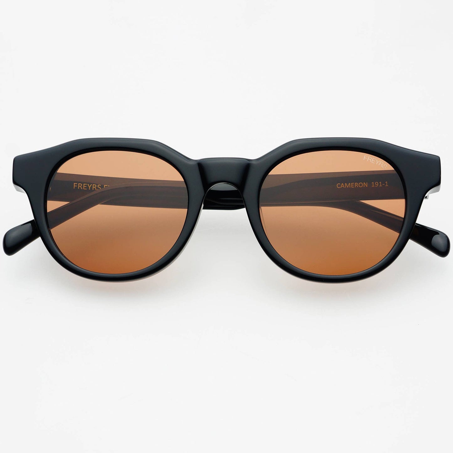 Cameron Acetate Unisex Round Sunglasses : Black / Brown