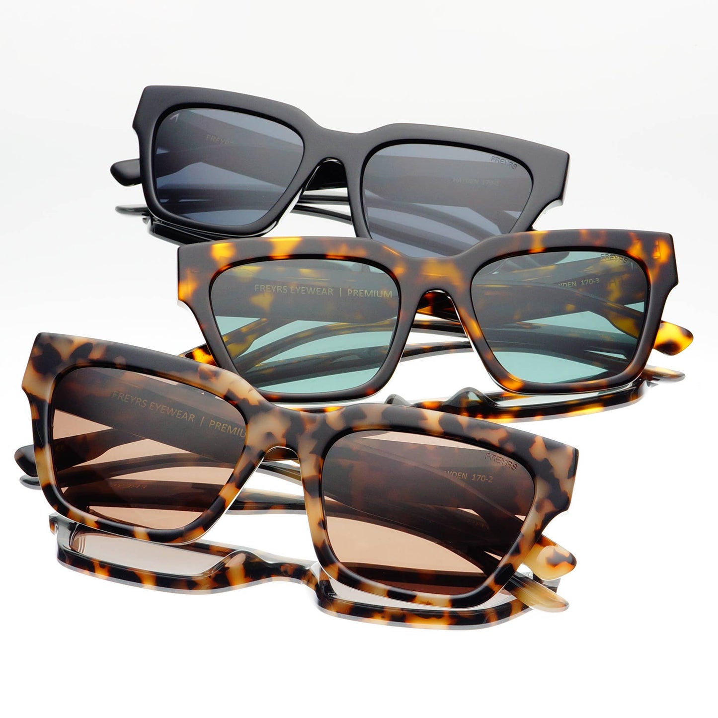 Freyrs Hayden Acetate Unisex Rectangular Sunglasses: Milky Tortoise