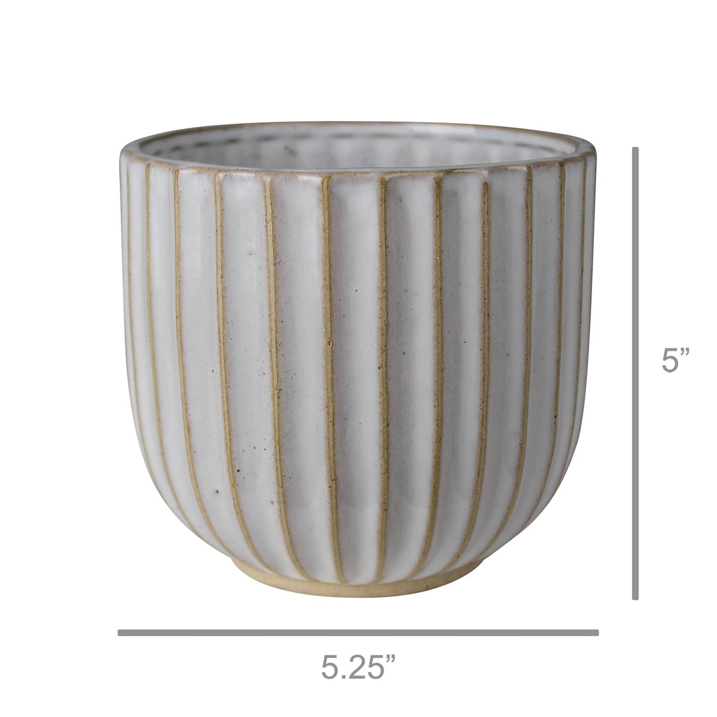 Lyna Scalloped Cachepot, Ceramic - White