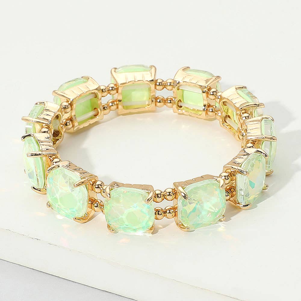 Cushion Square Stone Stretch Evening Bracelet: TP-AB
