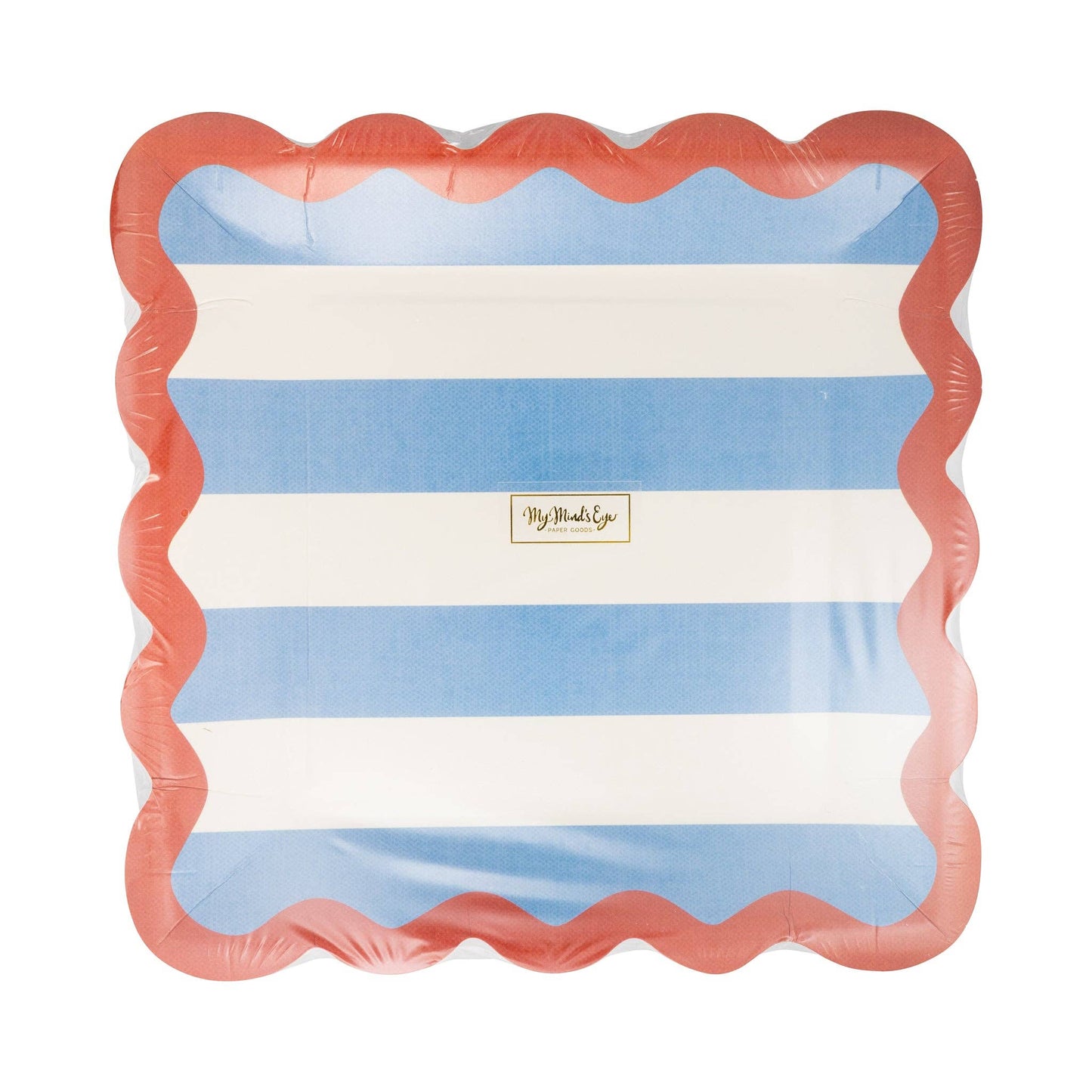 Hamptons Stripes 9" Ric Rac Trim Paper Plate
