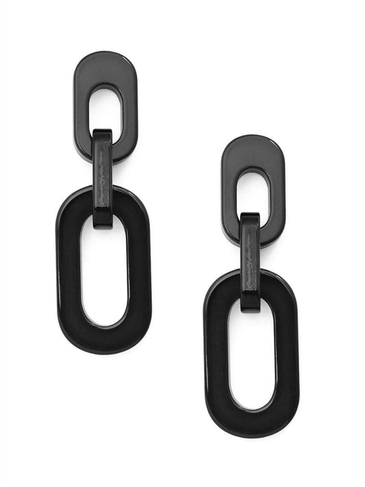 Resin Cable Chain Drop Earring: BLK