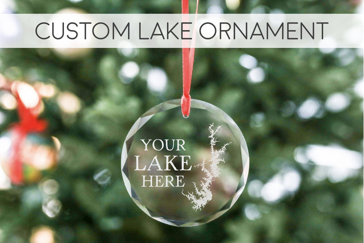 Glass Lake Rabun -Lake Map Ornament - Etched Crystal Ornament: 3.25" Glass Ornament