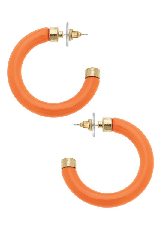 Hillary Resin Hollow Hoop Earrings: Orange