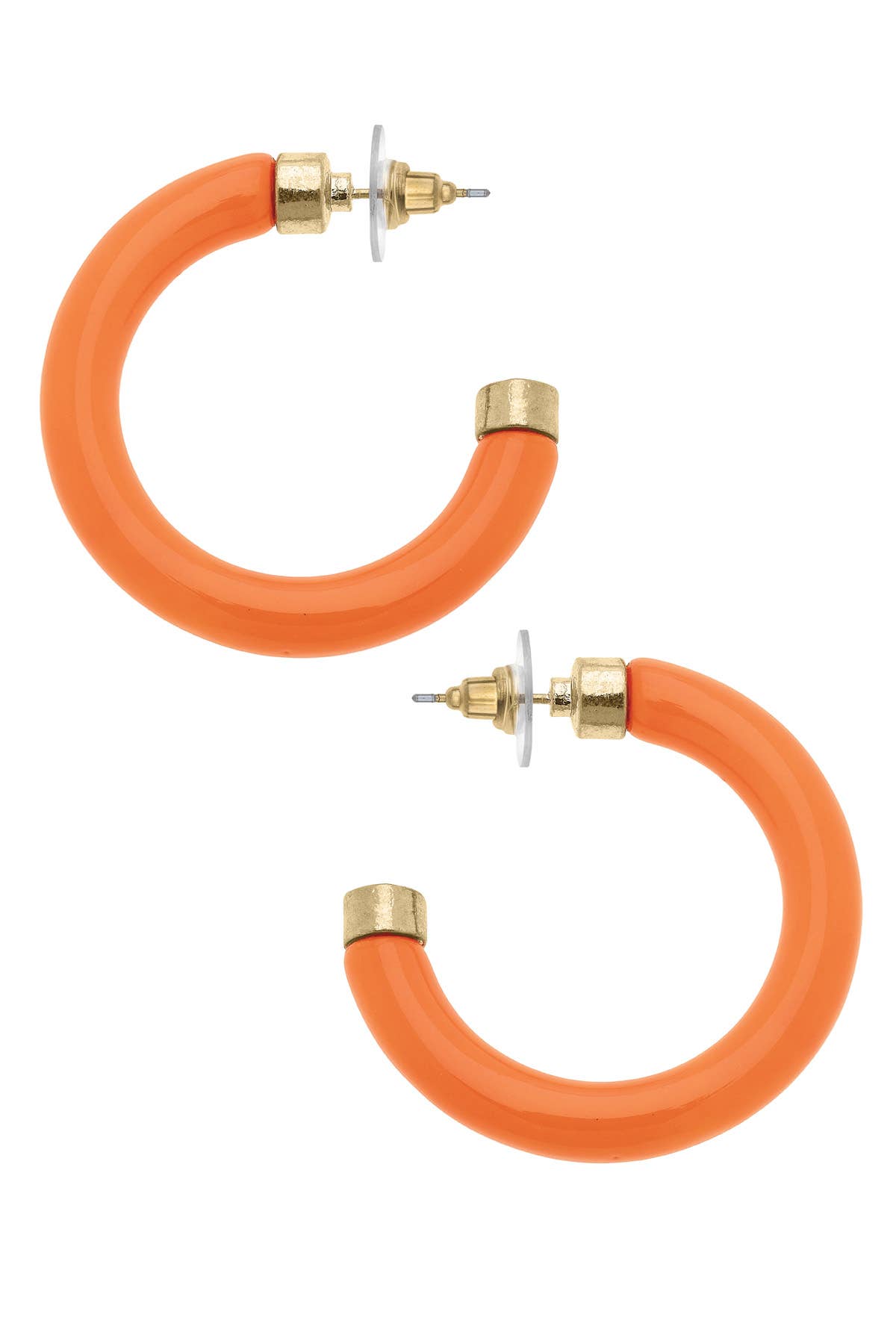 Hillary Resin Hollow Hoop Earrings: Light Pink