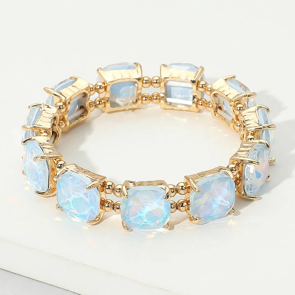 Cushion Square Stone Stretch Evening Bracelet: TP-AB