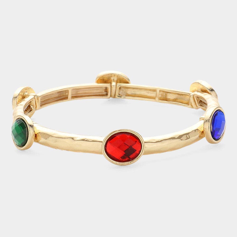 Oval Stone Cluster Pointed Stretch Bracelet
: CLEAR