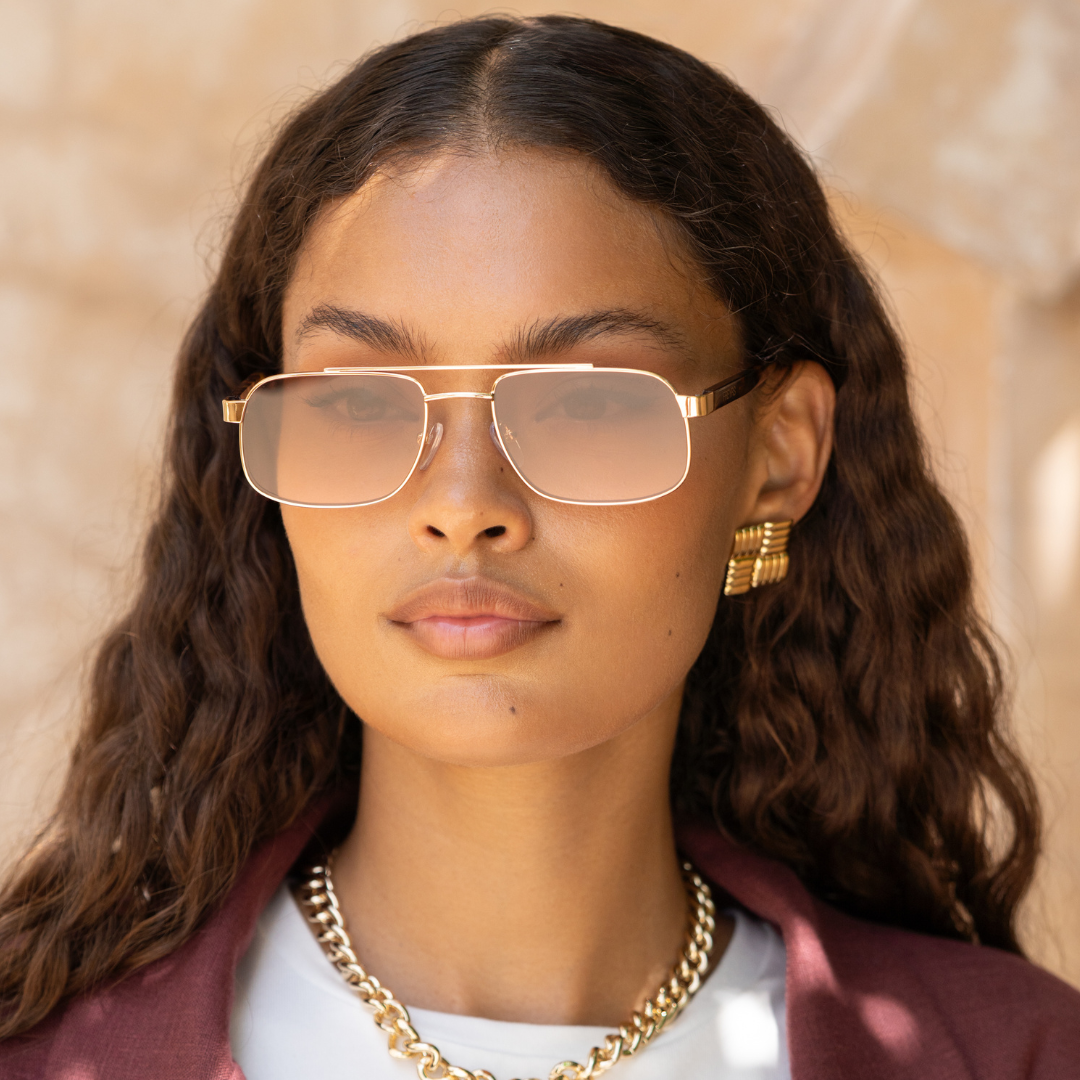 Vesper Unisex Aviator Sunglasses  : Gold / Brown Pink