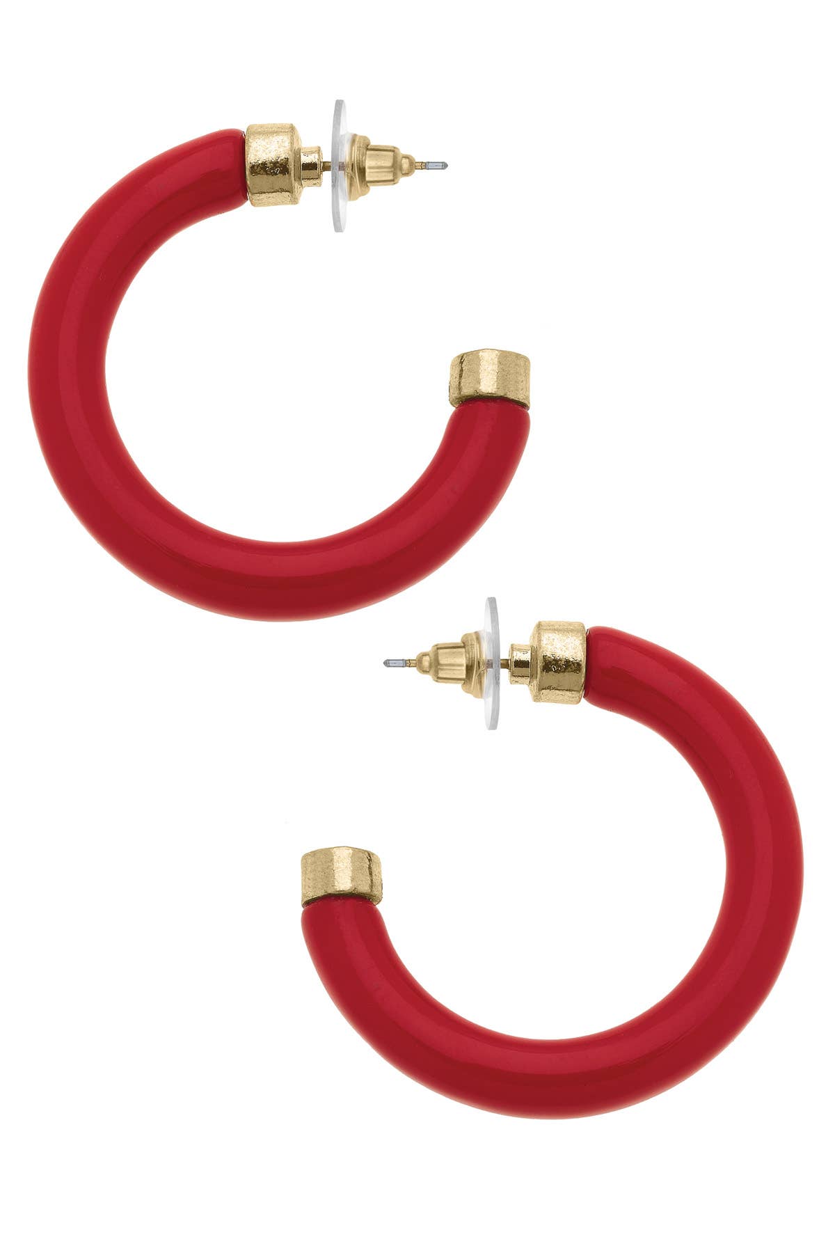 Hillary Resin Hollow Hoop Earrings: Light Pink