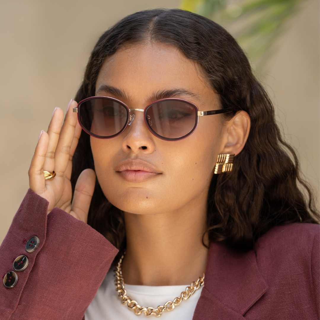 Freyrs Jordan Acetate Oval Sunglasses  : Burgundy