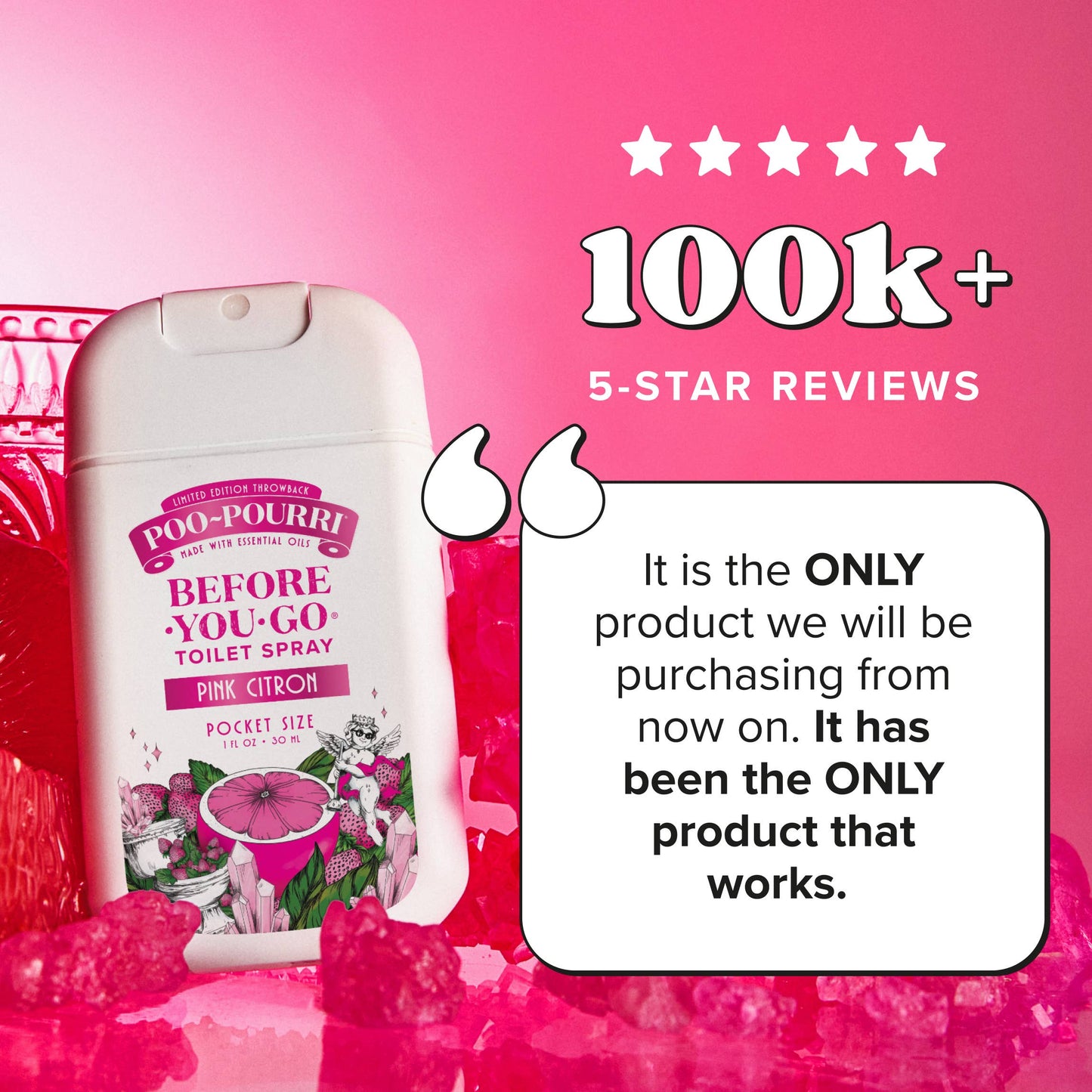 Poo~Pourri Pink Citron 1oz Pocket Sprayer, Pouched