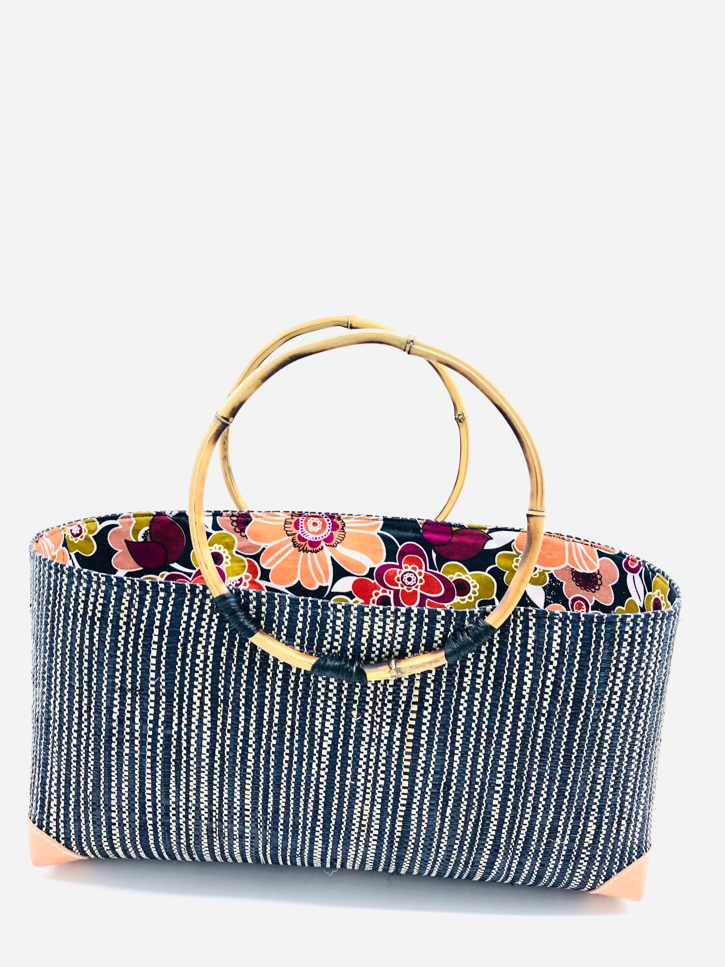 Bebe Straw Handbag with Bamboo Handles: Butter