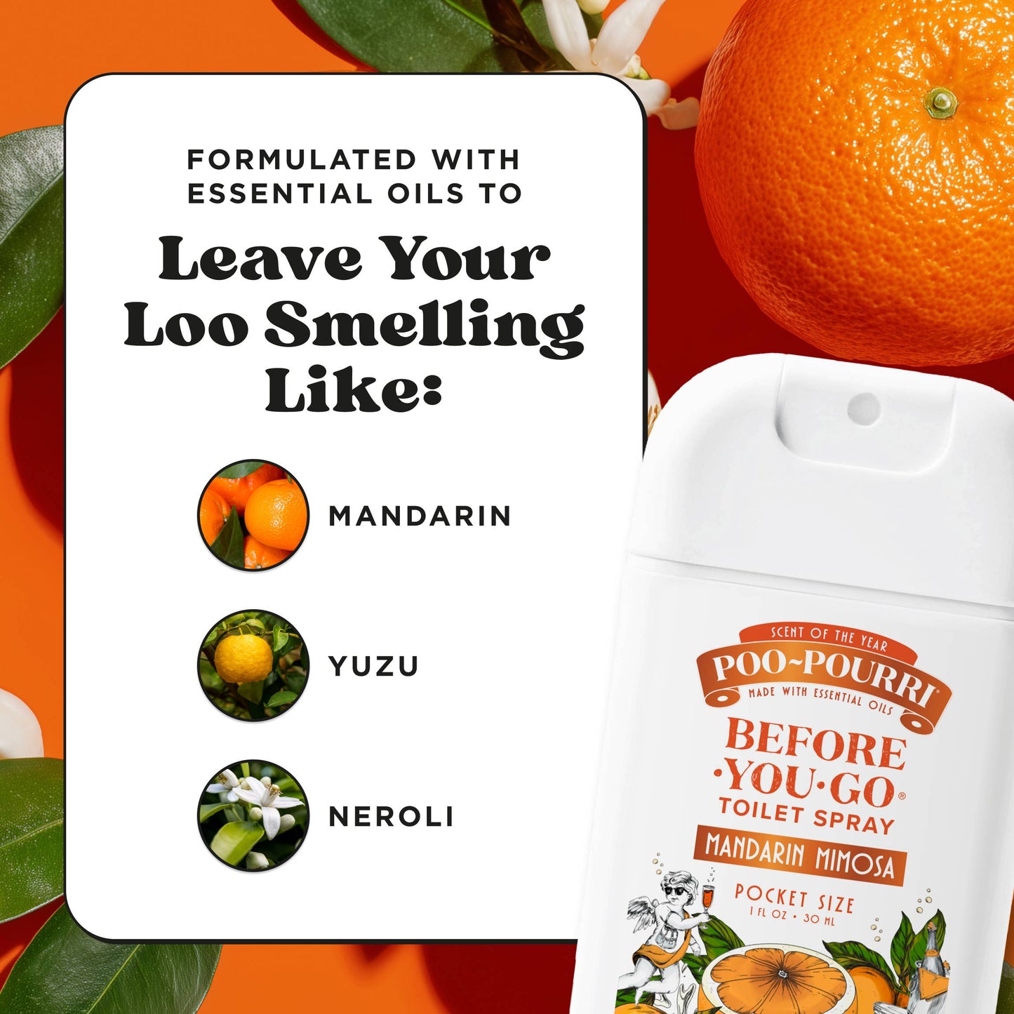 Poo~Pourri Mandarin Mimosa 1oz Pocket Sprayer, Pouched