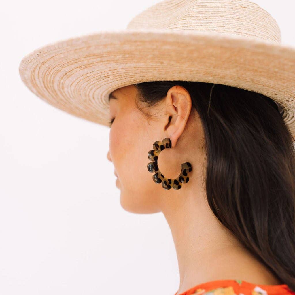 Tortoise Flower Outline Hoops