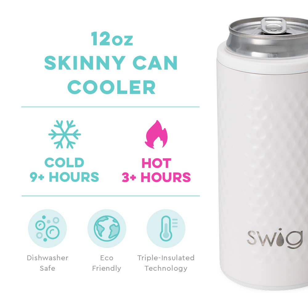 Swig - White Golf Ball Skinny Can Cooler (12oz)