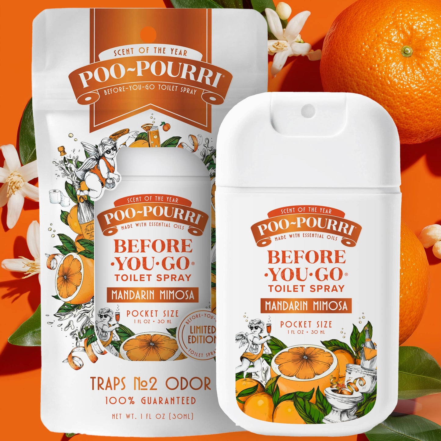 Poo~Pourri Mandarin Mimosa 1oz Pocket Sprayer, Pouched