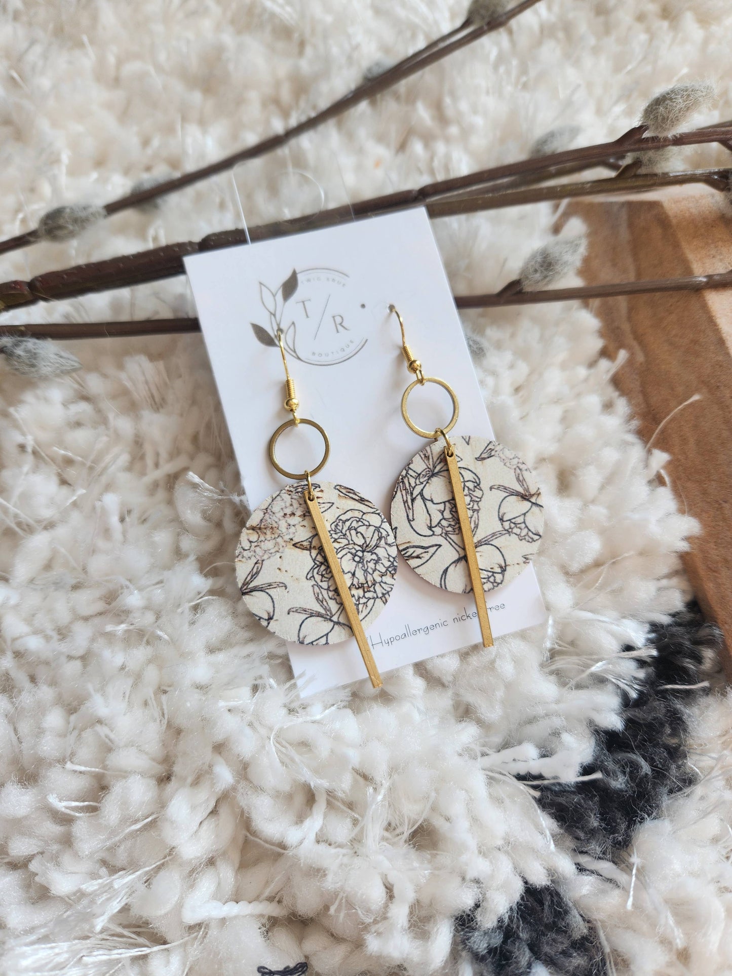 Jude| Black and white genuine leather earring collection: White