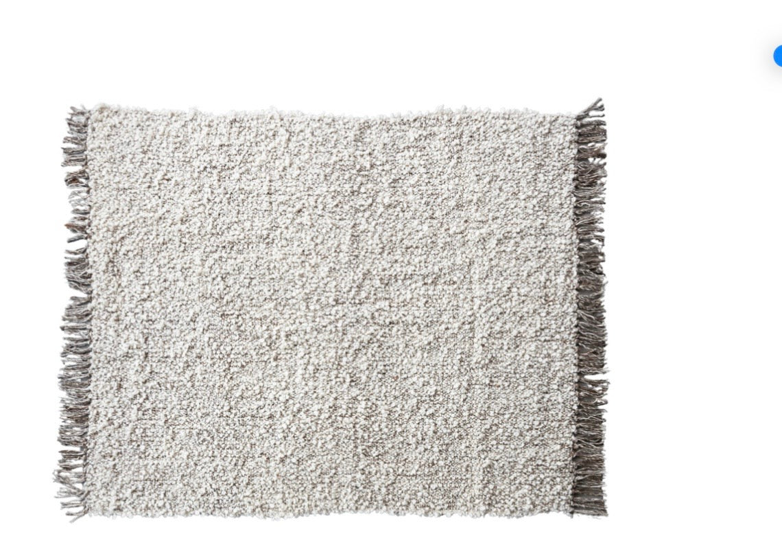 Woven New Zealand Wool Blend Shag Throw w/ Fringe