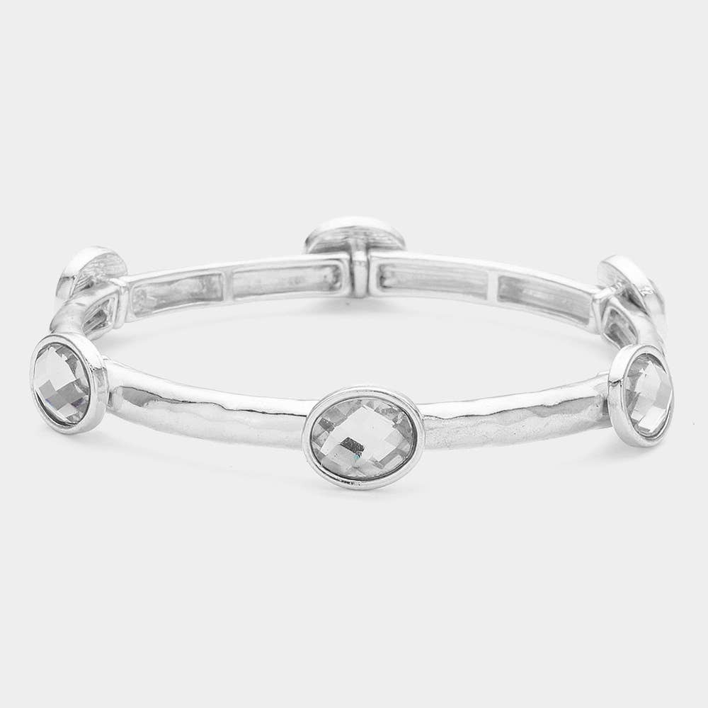 Oval Stone Cluster Pointed Stretch Bracelet
: CLEAR
