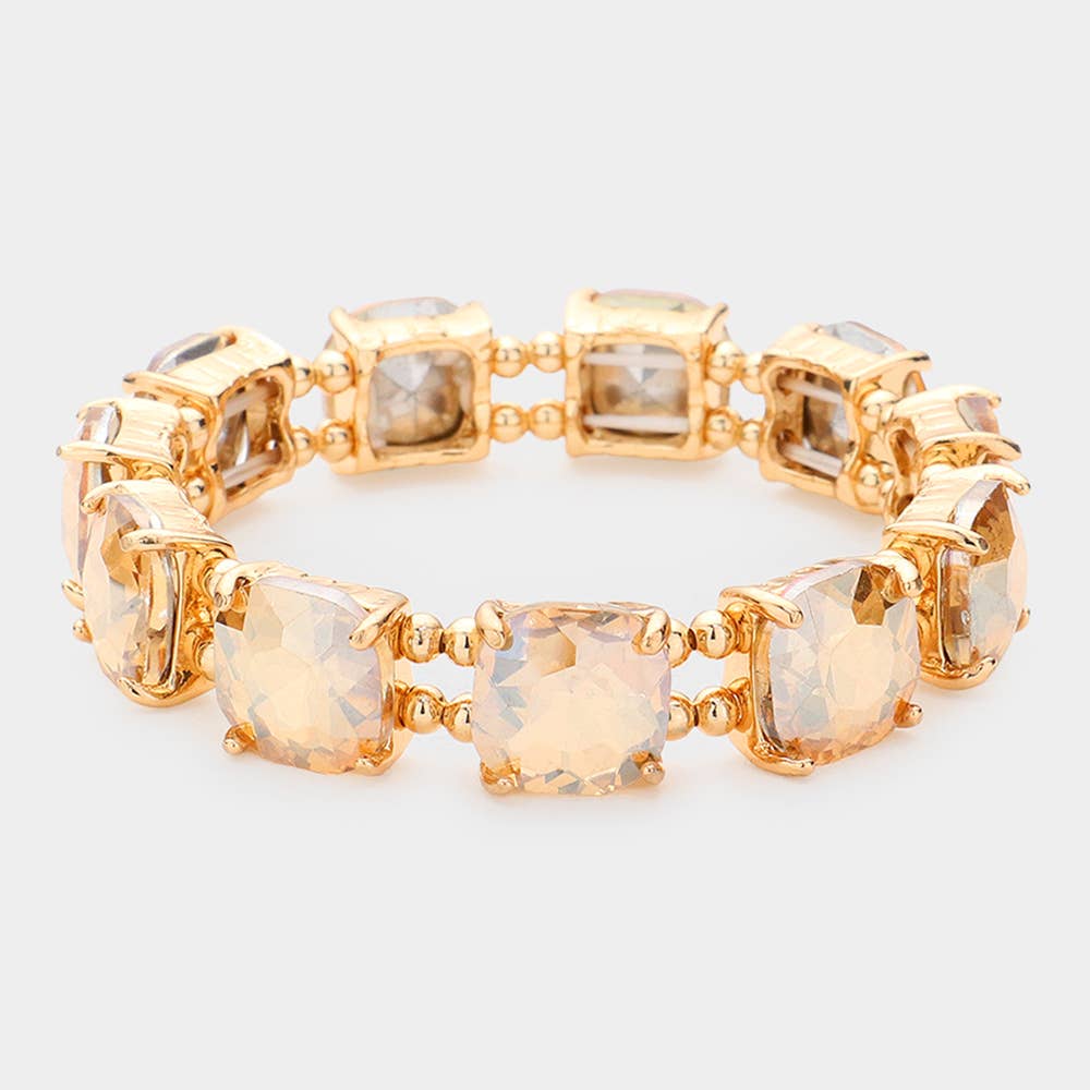 Cushion Square Stone Stretch Evening Bracelet: TP-AB
